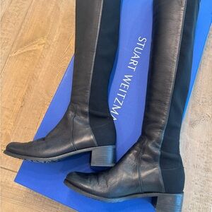 Stuart Weitzman Over The Knee Black Calf Leather Boots
